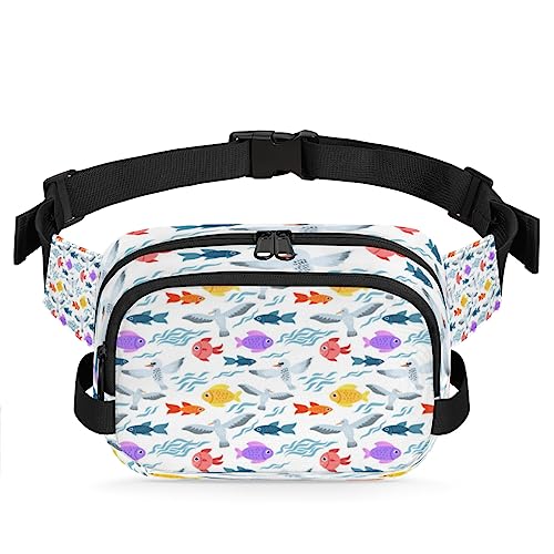 Tavisto Birds Sea Fishes Durable Waterproof Fanny Pack with Double Zipper Closure - Organize Your Essentials with Ease - Lightweight and Comfortable for Men and Women, Mehrfarbig von Tavisto