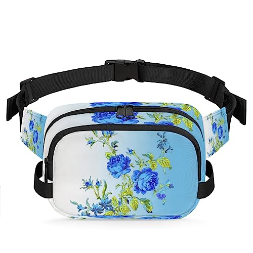 Tavisto Blue Flowers Artwork Durable Waterproof Fanny Pack with Double Zipper Closure - Organize Your Essentials with Ease - Lightweight and Comfortable for Men and Women, Mehrfarbig von Tavisto