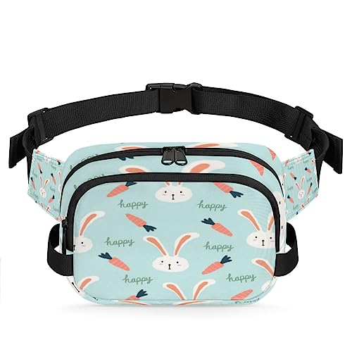 Tavisto Bunny Carrots Happy Durable Waterproof Fanny Pack with Double Zipper Closure - Organize Your Essentials with Ease - Lightweight and Comfortable for Men and Women, Mehrfarbig von Tavisto