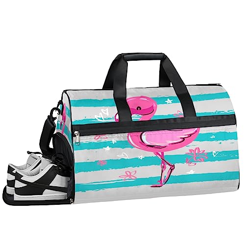 Tavisto Cartoon Flamingo Ultimate wasserdichte Reisetasche für Frauen – stilvoll, geräumig und vielseitiger Reise- und Fitnessbegleiter, Cartoon Flamingo, 19.7*9.9*13inch von Tavisto