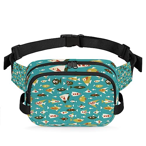 Tavisto Cartoon Ocean Fishes Durable Waterproof Fanny Pack with Double Zipper Closure - Organize Your Essentials with Ease - Lightweight and Comfortable for Men and Women, Mehrfarbig von Tavisto