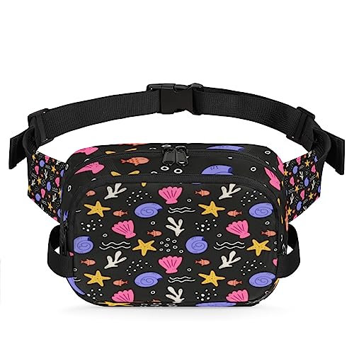 Tavisto Cartoon Shell Coral Seestern Durable Waterproof Fanny Pack with Double Zipper Closure - Organize Your Essentials with Ease - Lightweight and Comfortable for Men and Women, Mehrfarbig von Tavisto