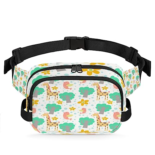 Tavisto Cartoon Tree Giraffe Durable Waterproof Fanny Pack with Double Zipper Closure - Organize Your Essentials with Ease - Lightweight and Comfortable for Men and Women, Mehrfarbig von Tavisto