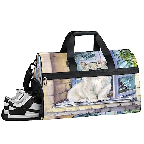 Tavisto Cat Fairy Window Ultimate wasserdichte Reisetasche für Damen – stilvoll, geräumig und vielseitiger Reise- und Fitnessbegleiter, Katzenfeenfenster, 19.7*9.9*13inch von Tavisto