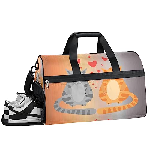 Tavisto Cat Love Ultimate wasserdichte Reisetasche für Damen – stilvoll, geräumig und vielseitiger Reise- und Fitnessbegleiter, Katzenliebe, 19.7*9.9*13inch von Tavisto