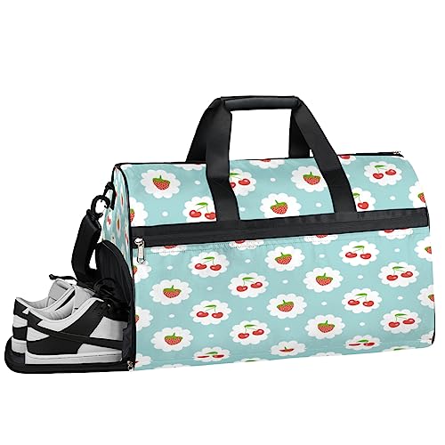 Tavisto Cherry Sky Blue Ultimate wasserdichte Reisetasche für Damen – stilvoll, geräumig und vielseitiger Reise- und Fitnessbegleiter, Cherry Sky Blue, 19.7*9.9*13inch von Tavisto