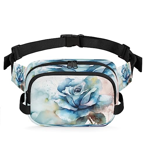 Tavisto Ink Paint Blue Rose Durable Waterproof Fanny Pack with Double Zipper Closure - Organize Your Essentials with Ease - Lightweight and Comfortable for Men and Women, Mehrfarbig von Tavisto