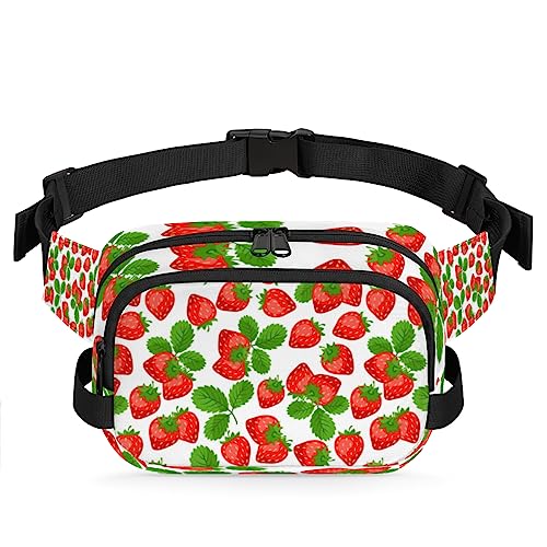 Tavisto Leaves Pretty Strawberries Durable Waterproof Fanny Pack with Double Zipper Closure - Organize Your Essentials with Ease - Lightweight and Comfortable for Men and Women, Mehrfarbig von Tavisto