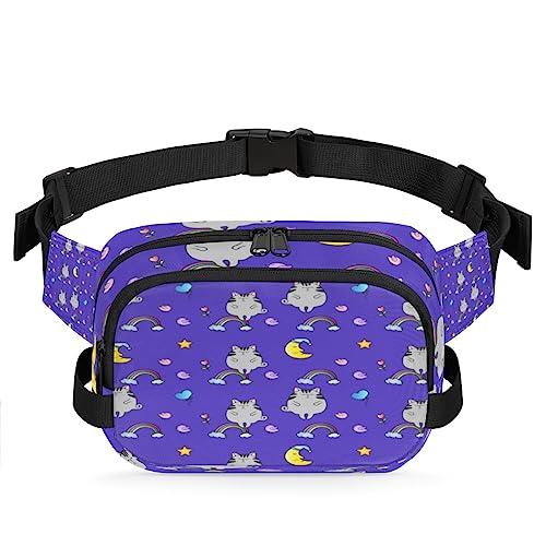 Tavisto Moon Sleepy Grey Cats Durable Waterproof Fanny Pack with Double Zipper Closure - Organize Your Essentials with Ease - Lightweight and Comfortable for Men and Women, Mehrfarbig von Tavisto