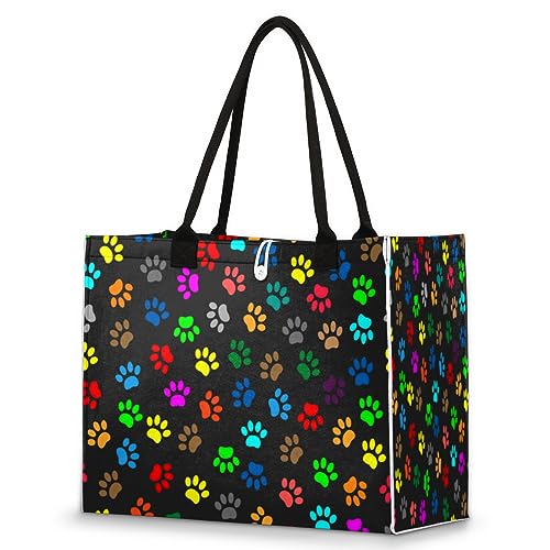 Tavisto Niedliche Tragetasche mit Digitaldruck | Design mit mehreren Oberflächen | Innentaschen und Außenknöpfe | ideal für Frauen | 16,5 x 6,7 x 33 cm, Katze Hund Pfotenabdrücke, XX-Large von Tavisto