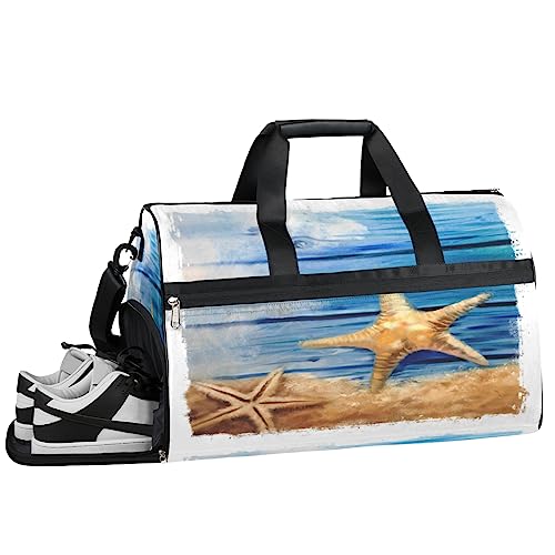 Tavisto Seestern-Print Ultimative wasserdichte Reisetasche für Damen – stilvoll, geräumig und vielseitiger Reise- und Fitnessbegleiter, Seesternaufdruck, 19.7*9.9*13inch von Tavisto