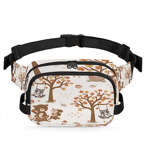 Tavisto Swinging Raccoon Autumn Durable Waterproof Fanny Pack with Double Zipper Closure - Organize Your Essentials with Ease - Lightweight and Comfortable for Men and Women, Mehrfarbig von Tavisto