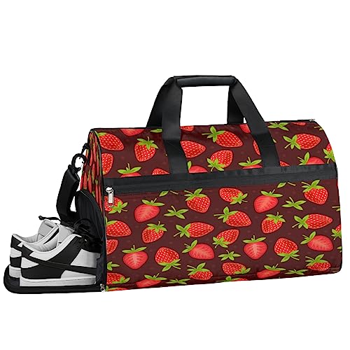 Tavisto Ultimative wasserdichte Reisetasche für Damen, Erdbeer-Frucht-Muster, stilvoll, geräumig und vielseitig, Reise- und Fitnessbegleiter, Erdbeer-Frucht-Muster, 19.7*9.9*13inch von Tavisto