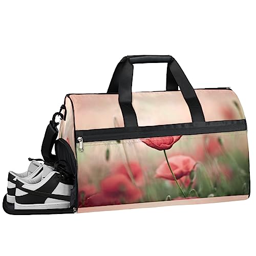 Tavisto Unscharfe rosa Blumen, ultimative wasserdichte Reisetasche für Damen, stilvoll, geräumig und vielseitig, Reise- und Fitnessbegleiter, Verschwommene rosa Blumen, 19.7*9.9*13inch von Tavisto