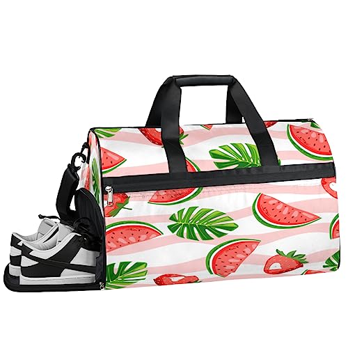 Tavisto Wassermelone Pink Stripes Ultimative wasserdichte Reisetasche für Damen – stilvoll, geräumig und vielseitiger Reise- und Fitnessbegleiter, Wassermelone Rosa Streifen, 19.7*9.9*13inch von Tavisto