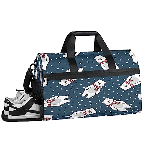 Tavisto White Bear Scarf Ultimate Waterproof Duffle Bag for Women - Stylish, Spacious, and Versatile Travel & Gym Companion, Weißer Bär Schal, 19.7*9.9*13inch von Tavisto