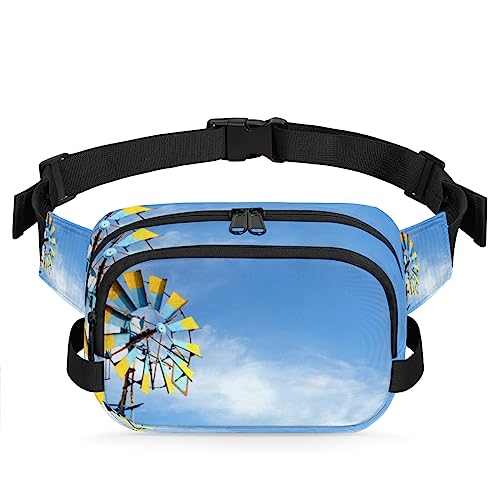 Tavisto Windmühle Blue Sky Durable Waterproof Fanny Pack with Double Zipper Closure - Organize Your Essentials with Ease - Lightweight and Comfortable for Men and Women, Mehrfarbig von Tavisto