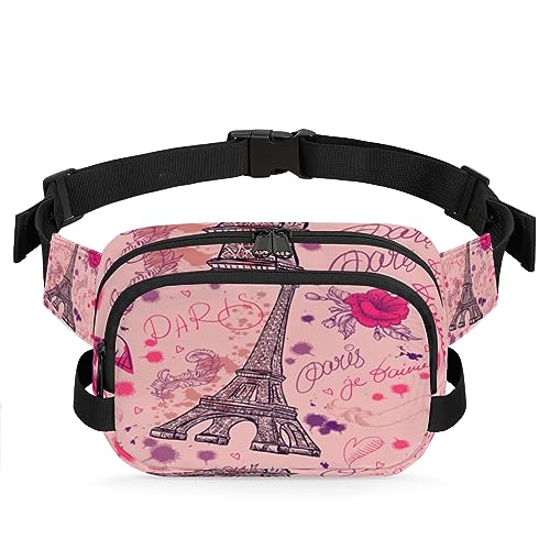 Usa Flag The Victory Sign Durable Waterproof Fanny Pack with Double Zipper Closure - Organize Your Essentials with Ease - Lightweight and Comfortable for Men and Women, Valentine Paris Eiffelturm von Tavisto