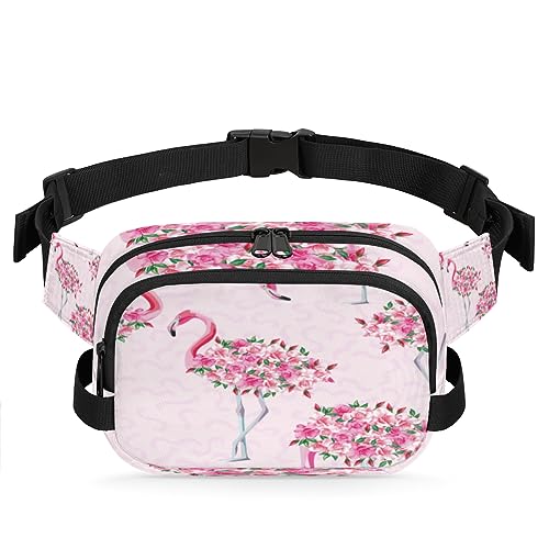 Weihnachtshunde, langlebige, wasserdichte Bauchtasche mit doppeltem Reißverschluss – organisieren Sie Ihre wichtigen Dinge mit Leichtigkeit – leicht und bequem für Männer und Frauen, Flamingo-Blumen von Tavisto