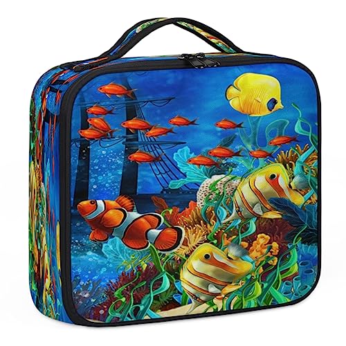 Wunderschöner Clownfisch-Make-up-Koffer, Make-up-Organizer-Tasche für Make-up-Künstler, 2-lagig, 25,4 cm, Reise-Zugkoffer, Make-up-Tasche für Kosmetik, Friseure, Nageltechnik, schöner Clownfisch, 26,7 von Tavisto