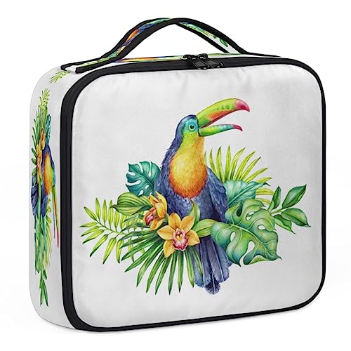 Wunderschöner Make-up-Koffer mit Tukan Vogel, Make-up-Organizer-Tasche für Make-up-Künstler, 2-lagig, 25,4 cm, Reise-Zugkoffer, Make-up-Tasche für Kosmetik, Friseure, Nail Tech, schöner Tukan-Vogel, von Tavisto