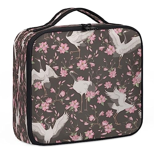 Wunderschöner Make-up-Kraniche, Make-up-Organizer-Tasche für Make-up-Künstler, 2-lagig, 25,4 cm, Reise-Zugkoffer, Make-up-Tasche für Kosmetik, Friseure, Nageltechnik, schöne Kraniche, 26,7 x 22,9 x von Tavisto