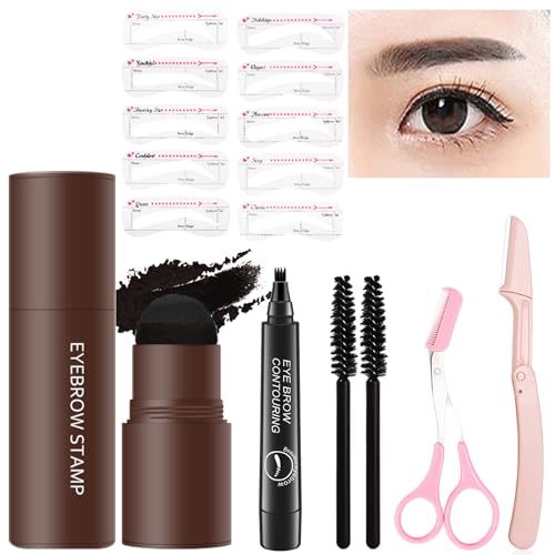 Augenbrauen Stempel Schablone Set,Eyebrow Powder Stamp, Wasserfestes Augenbrauen-Puder-Set,Wiederverwendbares Makeup Brauenpuder Kit von Tawagic