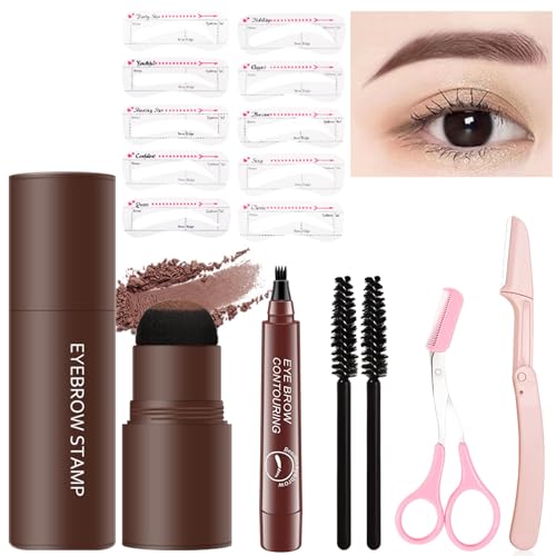 Augenbrauen-Stempel-Set, Augenbrauenpulver, langanhaltend, mit 10 wiederverwendbaren Augenbrauenschablonen für Augenbrauen, EyeBrow Stamp Kit für perfektes Augenbrauen-Make-up von Tawagic