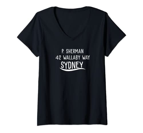 Damen P. Sherman 42 Wallaby Way Sydney das beste Geschenk für Angler T-Shirt mit V-Ausschnitt von Tcool