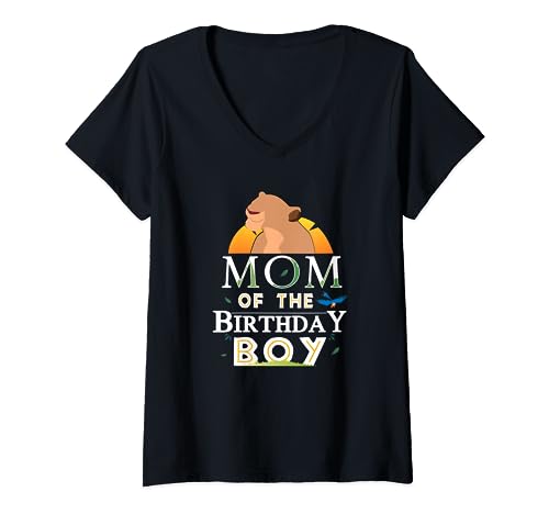 Mama des Geburtstags Junge Thema Löwe Familie Party T-Shirt mit V-Ausschnitt von Tcool