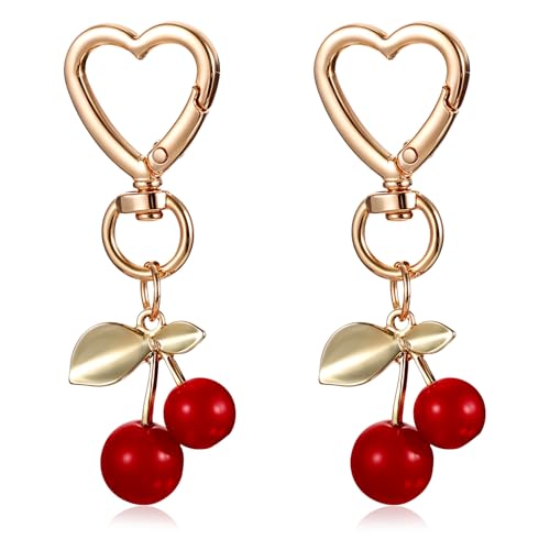 Ästhetischer Obst-Schlüsselanhänger, 2 Stück Schlüsselanhänger Süß Mit Roter Kirsche, Schlüsselanhänger Kirsche, Kirsch Bag Charm Für Damen Geldbörsen, Taschen, Handtaschen, Rucksäcke, Auto Ästhetischer Obst-Schlüsselanhänger, 2 Stück Schlüsselanhänger Süß Mit Roter Kirsche, Schlüsselanhänger Kirsche, Kirsch Bag Charm Für Damen Geldbörsen, Taschen, Handtaschen, Rucksäcke, Auto von Teaaha