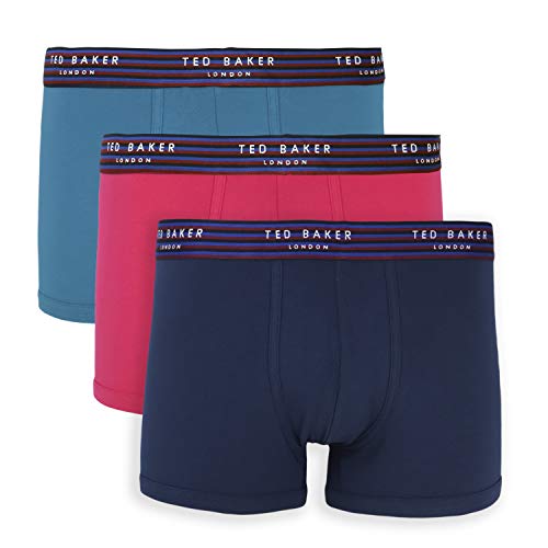 Ted Baker Herren London Men's Cotton Trunk-Pack of 3 Badehose, Insignia Blue/Bright Rose/Crystal Teal (Contrast), S von Ted Baker