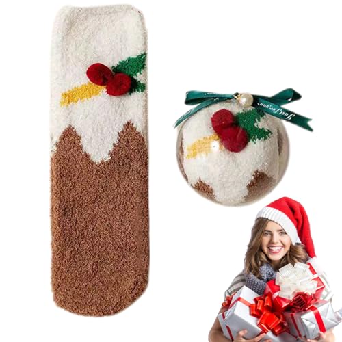 Weihnachtliche Fuzzy-Socken | Flauschige Socken mit Weihnachtsthema,Warme Socken, gemütliche Socken für den Winter, Teenager-Damen-Mädchen-Innenschlaf-Weihnachtsgeschenke Tedious von Tedious