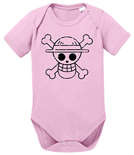 Logo Bruch One Baby Piece Ruffy Strampler Bio Baumwolle Body Jungen & Mädchen 0-12 Monate, Größe:56/0-2 Monate, Farbe:Rosa von Tee Kiki