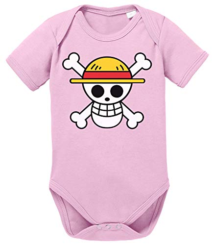 Logo Straw Hat One Baby Strampler Piece Bio Baumwolle Body Jungen & Mädchen 0-12 Monate, Größe:74/7-9 Monate, Farbe:Rosa von Tee Kiki