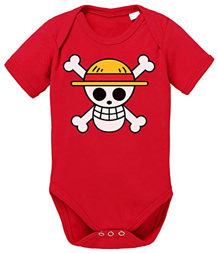 Logo Straw Hat One Baby Strampler Piece Bio Baumwolle Body Jungen & Mädchen 0-12 Monate, Größe:80/10-12 Monate, Farbe:Rot Logo Straw Hat One Baby Strampler Piece Bio Baumwolle Body Jungen & Mädchen 0-12 Monate, Größe:80/10-12 Monate, Farbe:Rot von Tee Kiki