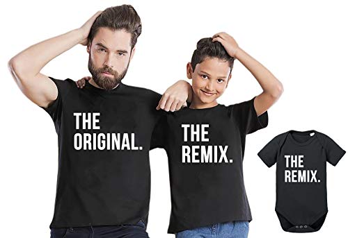 Original Remix - Partner - T-Shirt Vater Sohn Papa Kind Baby Strampler Body Partnerlook, Größe:98-104, T-Shirts:Kinder T-Shirt Weiß von Tee Kiki
