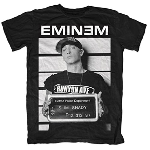 Eminem Arrest Mugshot Slim Shady Rap Rock offiziell Männer T-Shirt Herren (Medium) von Tee Shack