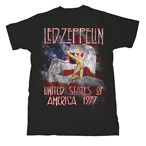 Led Zeppelin Colour US Tour 1977 Jimmy Page offiziell Männer T-Shirt Herren (Large) von Tee Shack