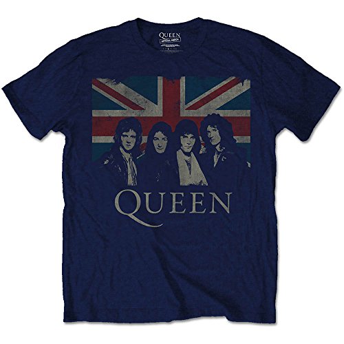 Queen Union Jack Freddie Mercury Rock offiziell Männer T-Shirt Herren (Medium) von Tee Shack