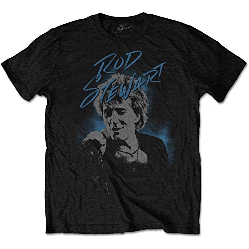 Rod Stewart Mic Pose Rock offiziell Männer T-Shirt Herren (Large) von Tee Shack