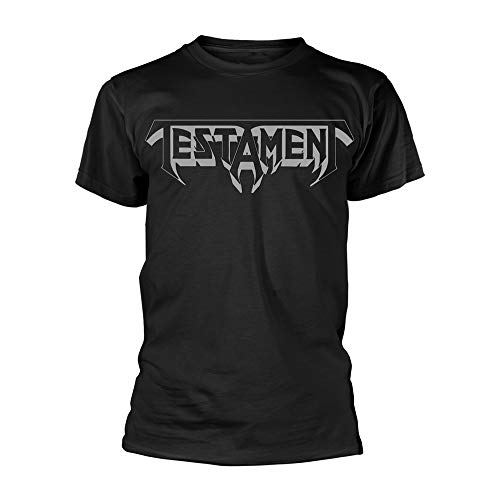 Testament Logo (Grey Print/Black Ts) offiziell Männer T-Shirt Herren (Medium) von Tee Shack