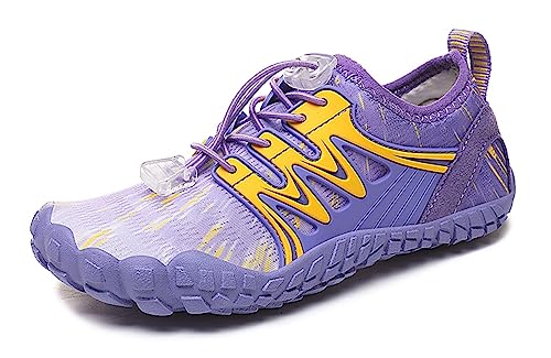 Teechodina Kinder Barfußschuhe Barfussschuhe Kleinkind Wasserschuhe Strandschuhe Schnell Trocknend Badeschuhe Unisex Aquaschuhe für Jungen Mädchen, A Lila, 26 von Teechodina