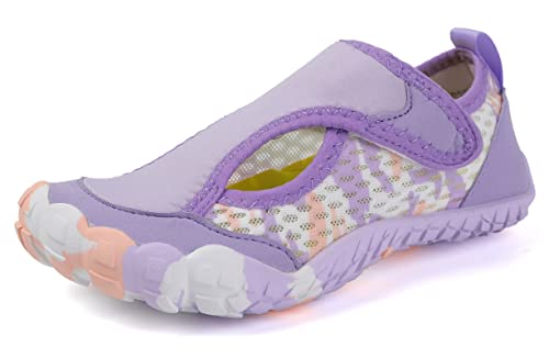 Teechodina Kinder Barfußschuhe Kleinkind Barfussschuhe Wasserschuhe Strandschuhe Schnell Trocknend Badeschuhe Aquaschuhe für Jungen Mädchen, G Lila, 25 von Teechodina