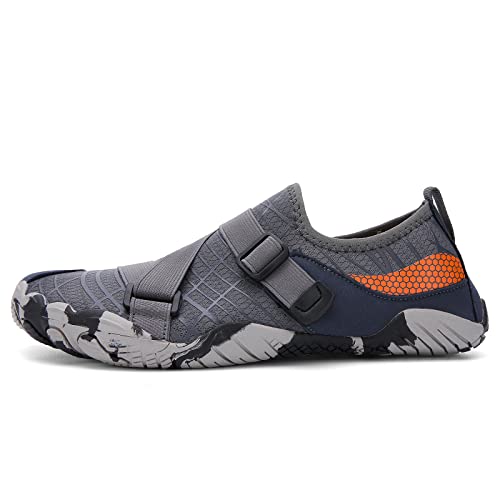 Teemie Badeschuhe Damen Wasserschuhe Herren Strandschuhe Unisex Schnell Trocknend Schwimmschuhe Aquaschuhe Surfschuhe Outdoor Wassersport Tauchen Surfen Traillaufschuhe Grau 42 von Teemie