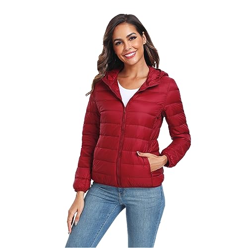 Teemie Damen Steppjacke Leichte Übergangsjacke Jacke Daunenjacke Daunen Lightweight Daunenoptik Für Frauen Parka Funktionsjacke Mit Kapuze M von Teemie