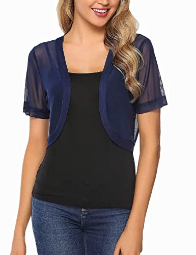 Tefengmaoyi Bolero Damen Festlich Schwarz Blau Weiß Rosa Weiches Material Bolero Jäckchen Brautjacke Strickjacke Bolero Kurzarm Damen für Abendkleider Blau XXL Tefengmaoyi Bolero Damen Festlich Schwarz Blau Weiß Rosa Weiches Material Bolero Jäckchen Brautjacke Strickjacke Bolero Kurzarm Damen für Abendkleider Blau XXL von Tefengmaoyi