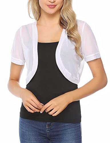 Tefengmaoyi Bolero Damen Festlich Schwarz Blau Weiß Rosa Weiches Material Bolero Jäckchen Brautjacke Strickjacke Bolero Kurzarm Damen für Abendkleider Weiß S Tefengmaoyi Bolero Damen Festlich Schwarz Blau Weiß Rosa Weiches Material Bolero Jäckchen Brautjacke Strickjacke Bolero Kurzarm Damen für Abendkleider Weiß S von Tefengmaoyi