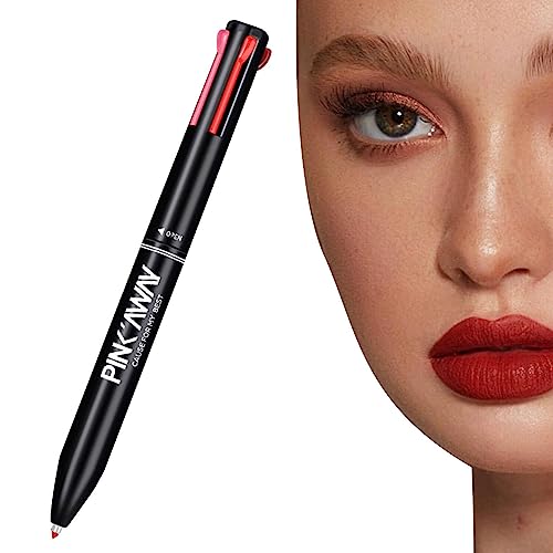 4-in-1-Make-up-Stift - Gepresster Lipliner-Lippenstift All-in-1 - Langlebiger Lipliner, wasserfest, für tägliches Make-up, Frauen, Geschenke, Party Teksome von Teksome