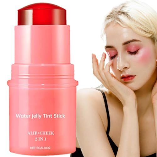 Teksome Jelly Lippenstift-Tönung, Jelly Blush Stick-Tönung | 5g Wassergelee-Tönungsstift - Natürlicher, getönter Wangen-Lipgloss, guter Farb-Lidschatten für Party-Make-up von Teksome